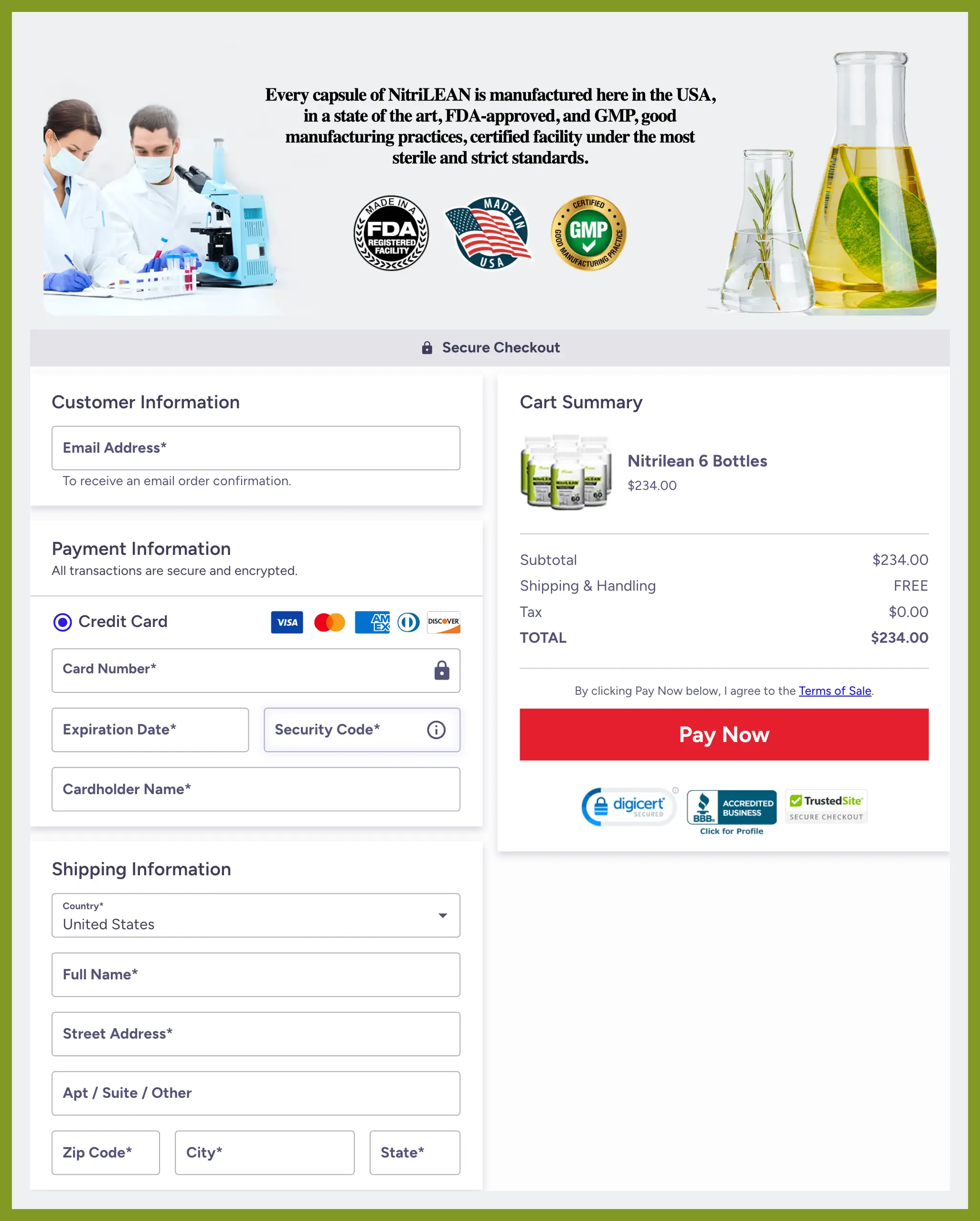 NitriLean Official Website Secure Order Page